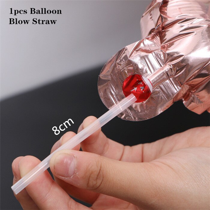 Zwarte Latex Ballon Stand Verjaardagsfeestje Decoraties Volwassen Anniversaire Globos Bruiloft Ballon Boog Nieuwjaar Ballon Helium Ballon: 1pcs-Q1-Ballon Straw