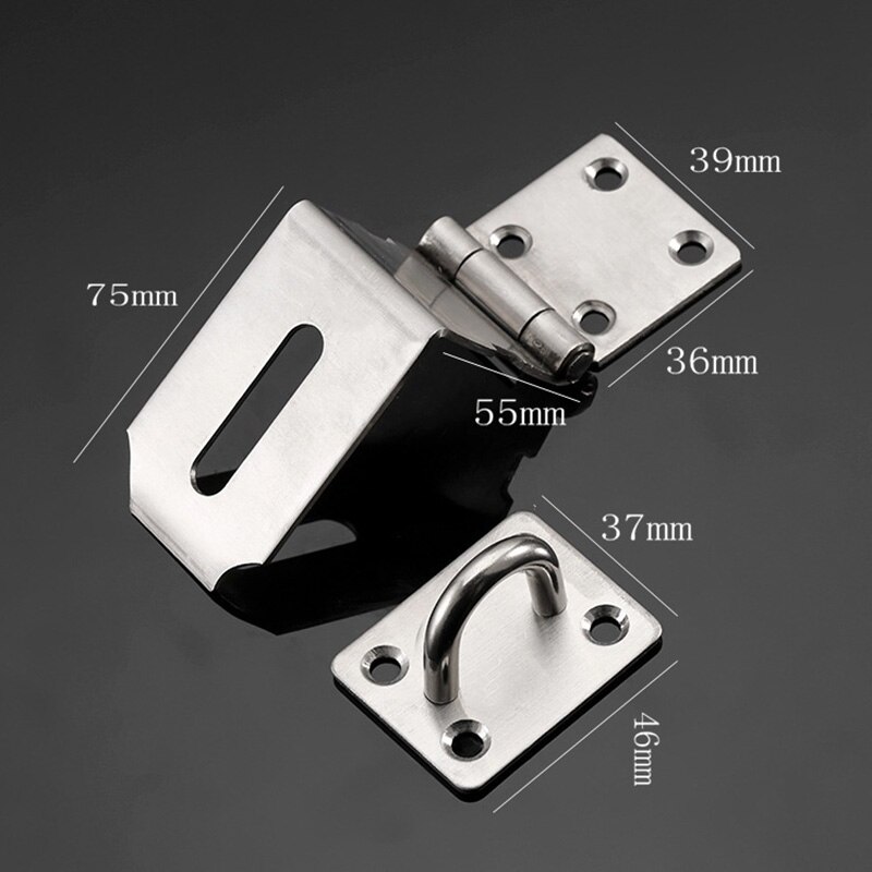 Loquet de serrure de cadenas en argent, à Angle droit, boucle de porte en acier inoxydable à quatre trous