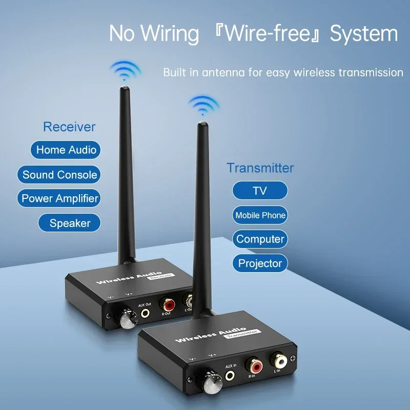 Transmisor y receptor de Audio inalámbrico Digital, 50M, 2,4G, adaptador de Audio inalámbrico con convertidor RCA R/L de 3,5mm para TV Box, DVD y PC