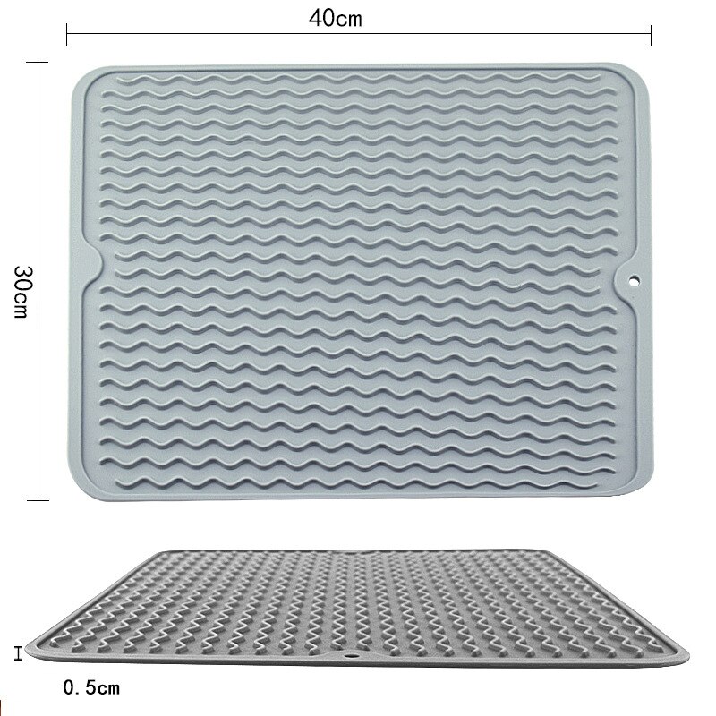 Esterillas plegables para secado de platos, manteles de desagüe de silicona, antideslizantes, con aislamiento térmico, almohadillas de goma suave para platos y vasos, para cocina y hogar