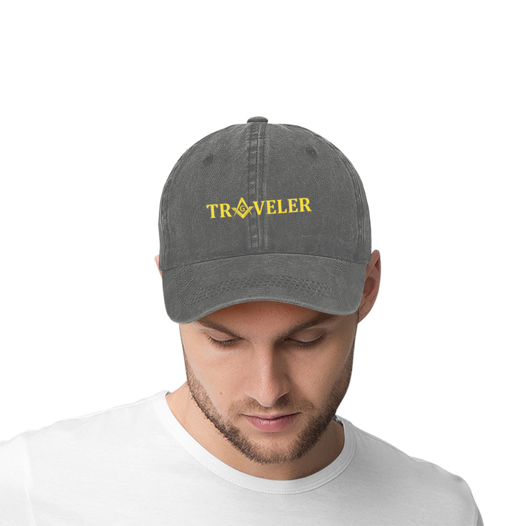 Casquette de baseball délavée pour hommes, casquettes Snapback de camionneur maçonnique de voyageur, chapeau de papa, boussole carrée dorée, chapeaux de golf de franc-maçon