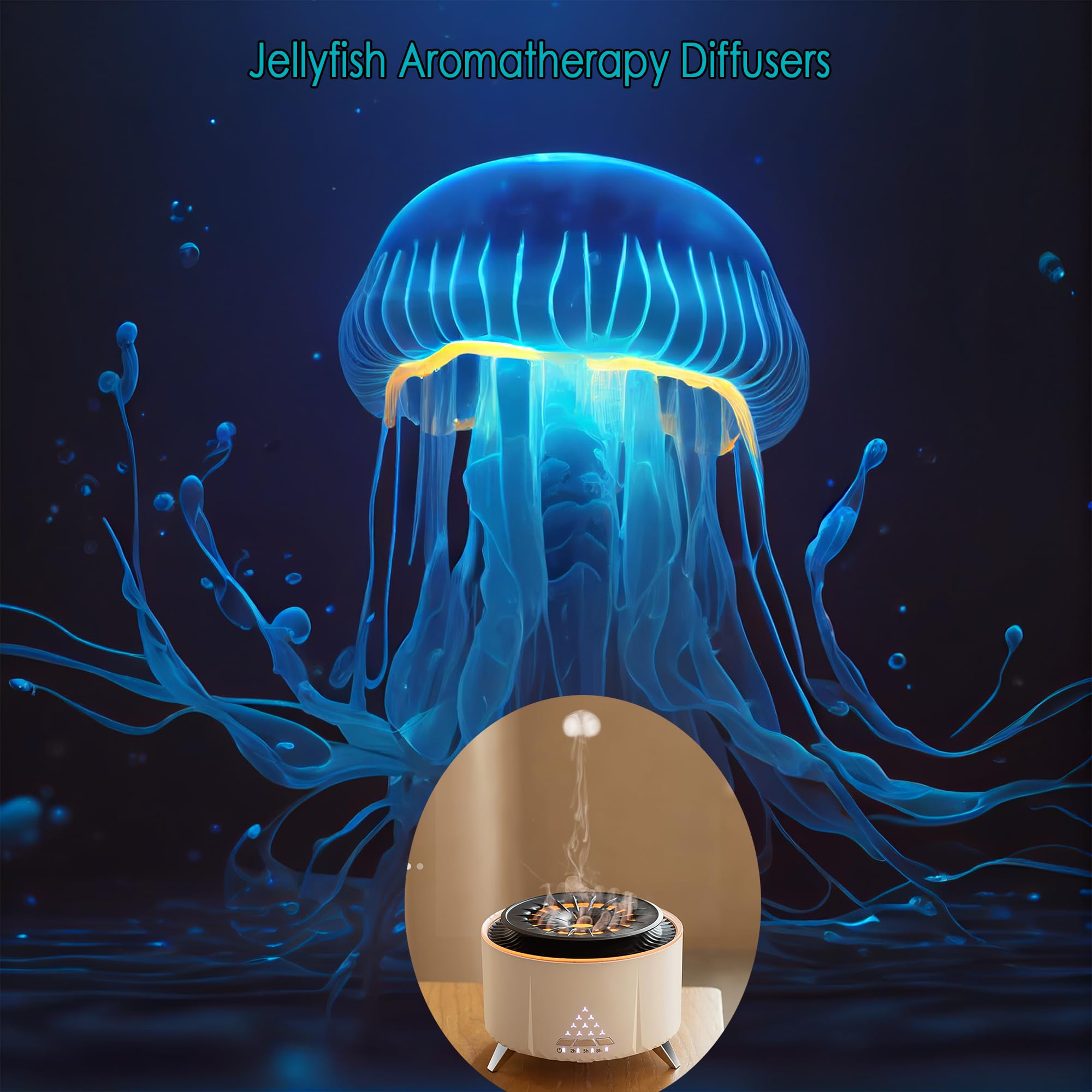Difusores de aceites esenciales para habitación grande, de medusas de aspecto fresco nebulizador, difusor de aromaterapia para el hogar y el dormitorio, 350ml,