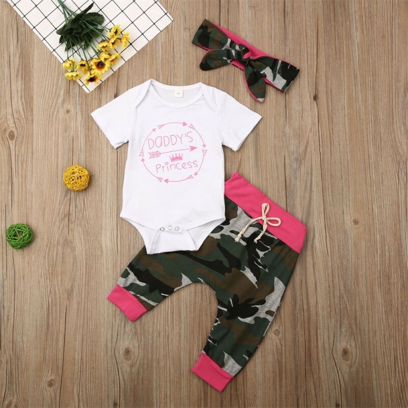 Neugeborenen freundlicher Baby Mädchen Jungen Camo Kleidung T-Shirt Strampler Hosen Trainingsanzug Outfits einstellen