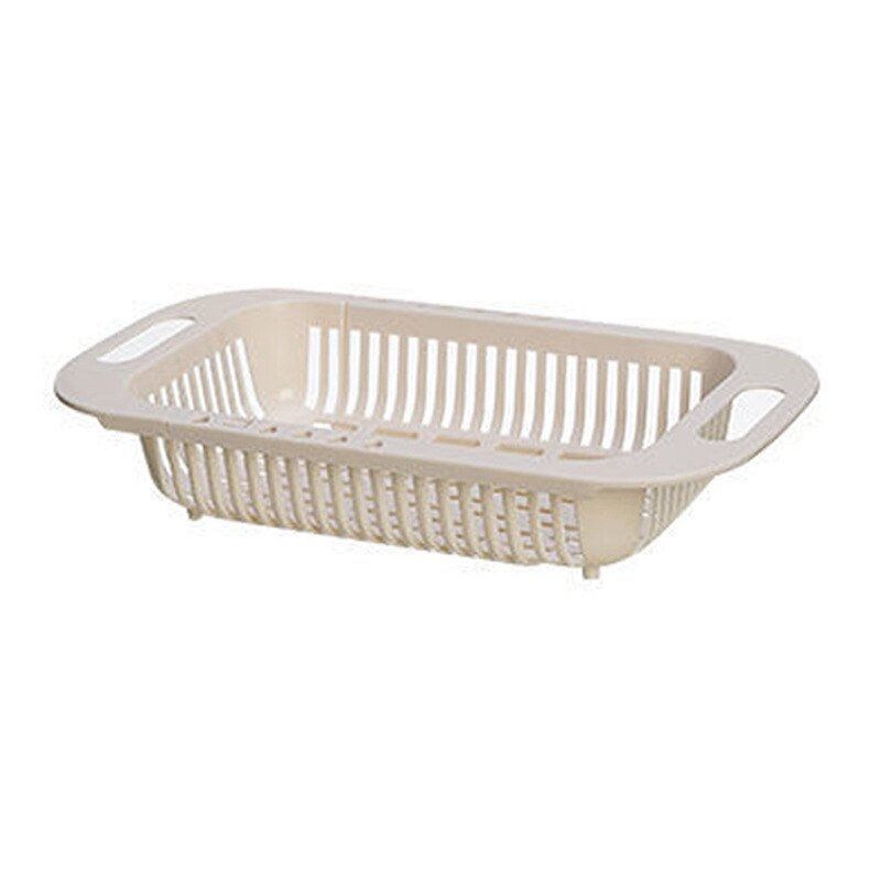 Strong Adjustable Kitchen Sink Rack Dish Drying Rack Over Sink Dry Drainers Plastic Foldable Kitchen Shelf: Beige
