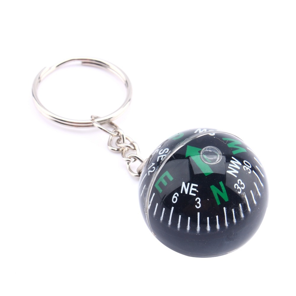 28mm Ball Compass Keychain Liquid Filled Compass Hiking Camping Travel Outdoor Survival Tools Easy Carrying Ring