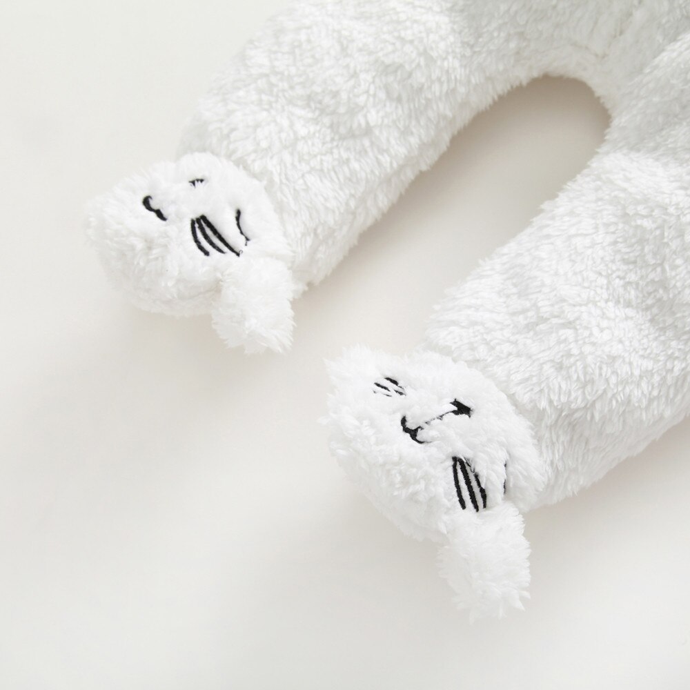 Baby Footies Neugeborenen Baby Junge Mädchen Mit Kapuze Karikatur Flanell Strampler Gesamt Warme Kleidung Kleinkind freundlicher Kleidung Footies