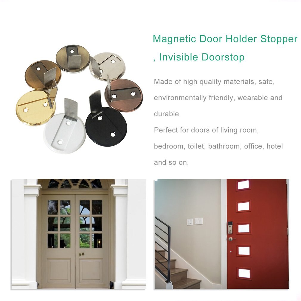 Magnetic Door Holder Stopper Invisible Doorstop Wall Floor Mount Safety Catch Zinc Alloy Gate Resistor Doorstop Door Holder
