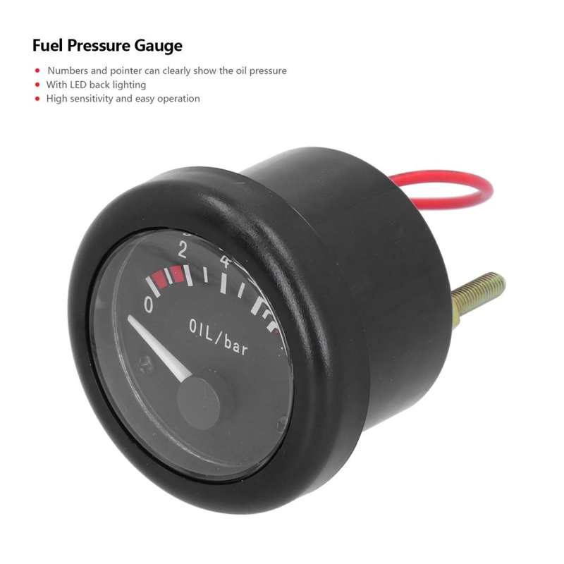 52mm Marine Engine Oil Pressure Gauge Pointer LED Backlight with Warning Sensor Indicator Light 12V Alarm Gauge NPT1/8