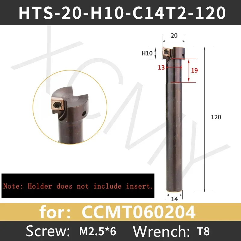 Fresa con ranura en T HTS D20-80 H08 H10 fresa con ranura Trapezoidal fresa lateral para CCMT06024 MPHT 060304 Inserto CNC