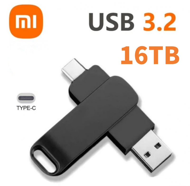 Xiaomi 16TB Flash Drive Usb 3.2 Super High Speed Metal Transfer U Disk Pen Drive Wodoodporny dysk typu C SSD USB Drive Disk: Srebrny