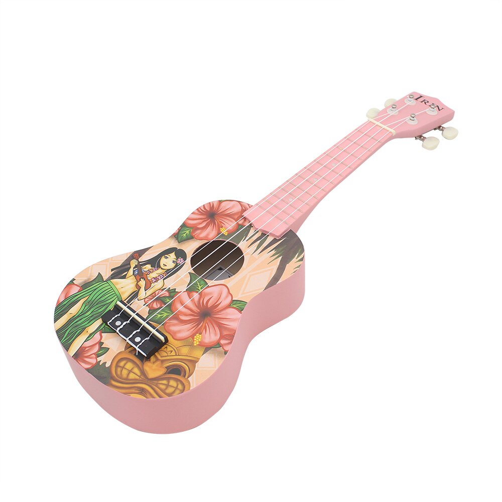 Irin 21 inch akoestische sopraan ukelele ukelele uke lindehout materiaal met prachtige hawaiiaanse stijl patronen roze ukelele укулеле