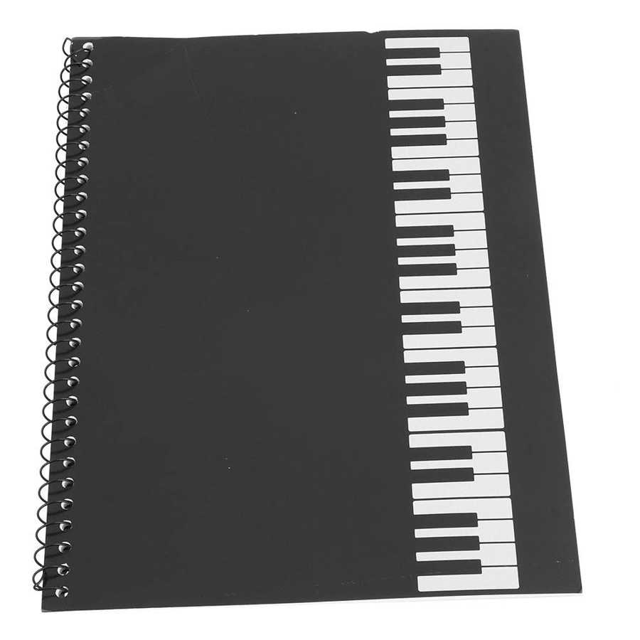 Cuaderno de música en blanco, papel para música, plantilla para música, punta de libro para escribir, Piano, teclado, Notebook: Black piano pattern
