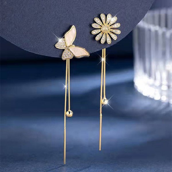 Boucles d'oreilles papillon en Zircon doré pour femmes, bijoux élégants, à la , de fête de mariage: style6