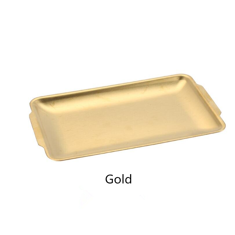 Rectangular Dinner Plate Golden Tray Barbecue Dish Snack Fruit Pan 304 Stainless Steel: 02 Gold / 40cm