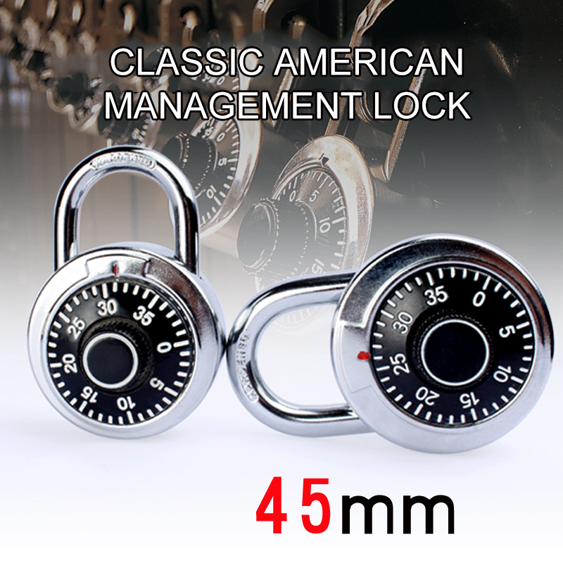 Rotary Keyed Padlock Combination Code Lock Round Digit Dial Gym Locker Luggage Suitcase Security Locks Drawer Cabinet Swing Lock