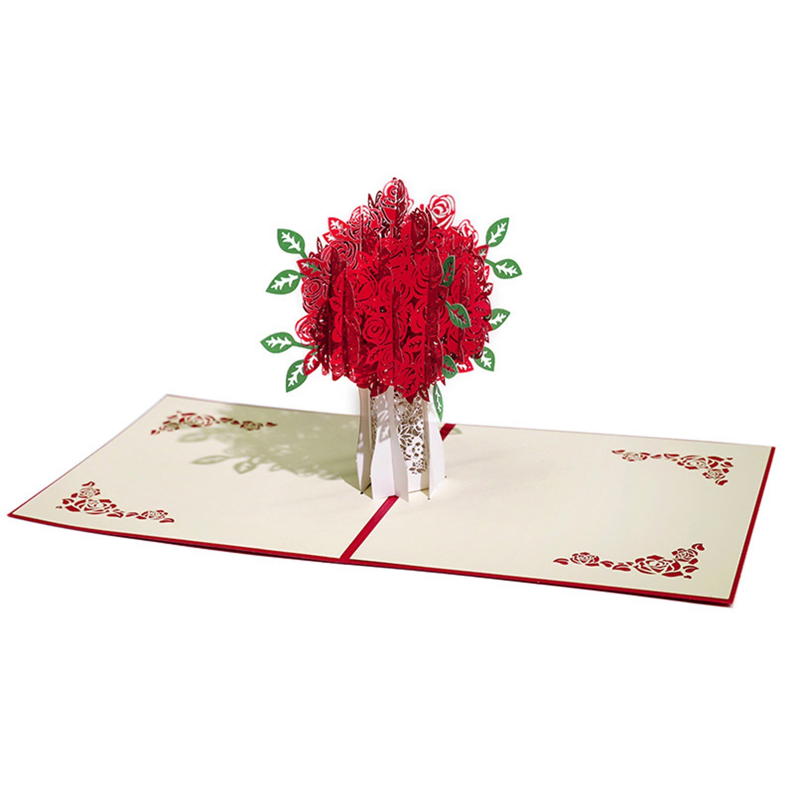 3D Pop-Up Cards Flowers Birthday Card Anniversary Postcard Heart Wedding Invitations Greeting Cards For Valentine's Day
