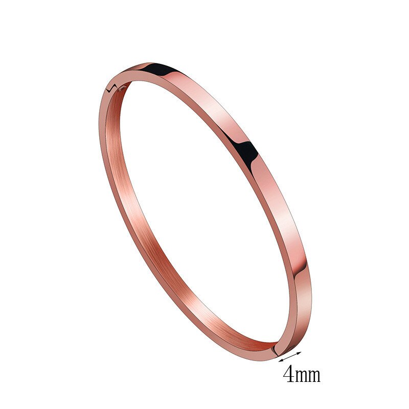 Stainless Steel Opening Bracelets Bangles Women Band Jewelry Silvery Bracelets Bangles Accessorie Woman Bracelet And Bangles: rose gold 4mm