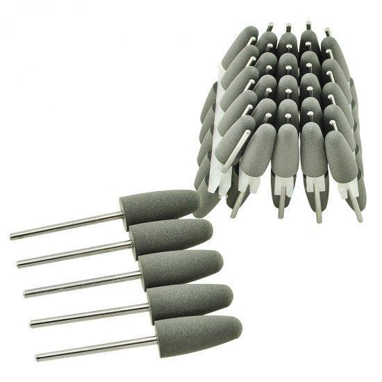 Pulidores de goma de silicona, fresas de pulido de diamante de 2,35mm, herramientas dentales grises, 50 Uds.