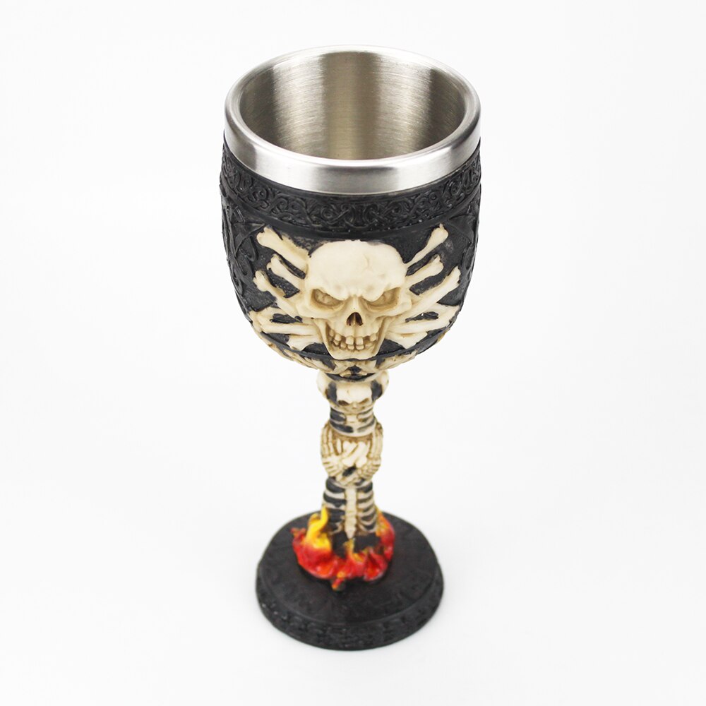 Gothic Wine Goblet Contain Dragon Claw Viking Skeleton Retro Stainless Steel&amp;Resin Wine Glass BEST Halloween Bar Drinkware