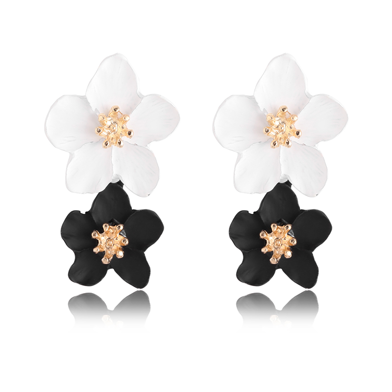 Korean Acrylic Flower Earrings For Women Long Tassel Transparent Crystal Earring Jewelry Wedding: REDDISH BROWN