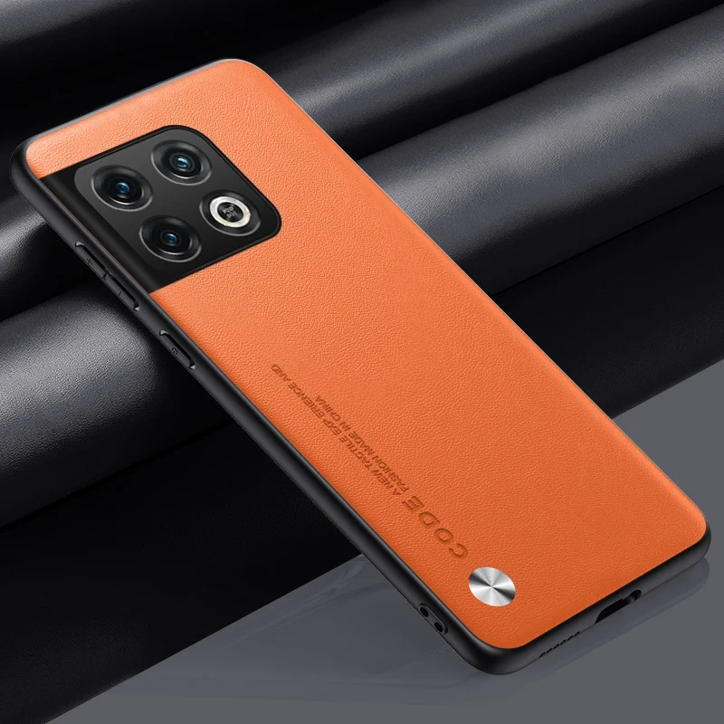 Étui en cuir PU de luxe pour OnePlus 10 Pro 10T 10R, housse en silicone, protection complète, coque de téléphone ZanPro ZanRacing: aluminium / Orange