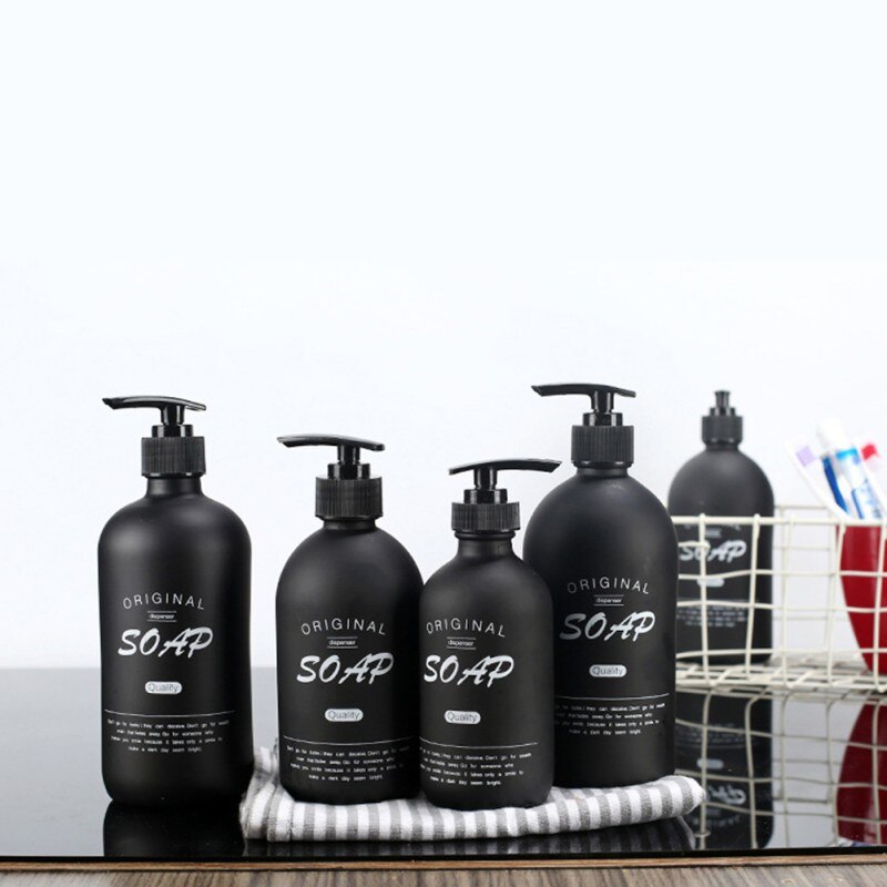 500ml nordisch Schwarz Glas Shampoo Flasche Seife Spender Schlecht Flüssigkeit Lotion Lagerung Krug Haushalts Nachfüllbare Lagerung Flaschen