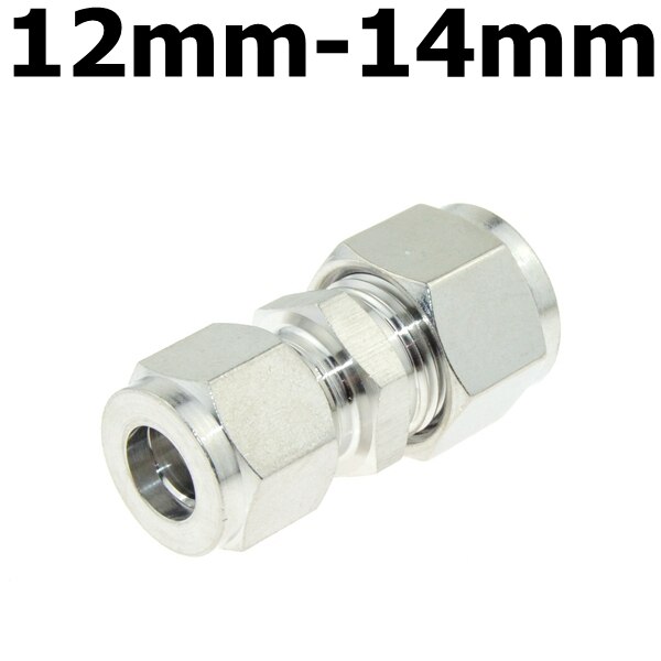 Compressor Fitting Reducer Union 1/8" 1/4" 1/2" 6mm 8mm 10mm 12mm OD Pipe Ferrule Tube Coupler Connector Stainless Steel 304: 12mm-14mm
