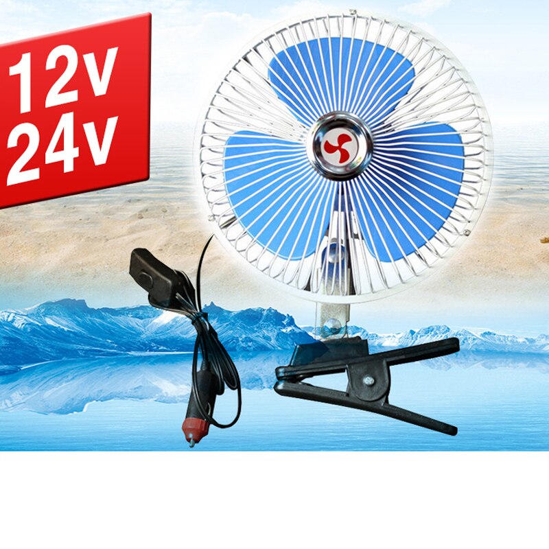 Car Fan Cooler Oscillating Vehicle Car Van 12V/24V Dashboard Truck Home Clip-On Fan Airflow Car Fans Clip on Oscillating Fan