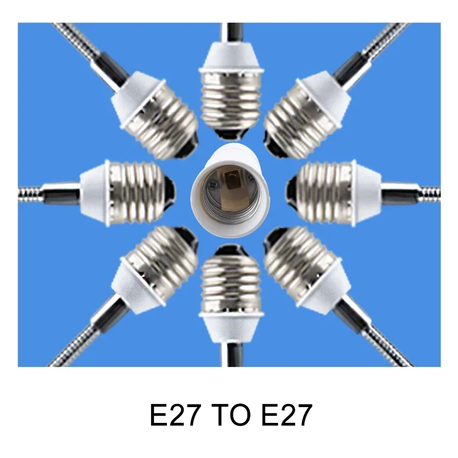 E27 to E27 Flexible Bulb Socket Extender E27 Lamp Rotating Base Lamp Holder 110V 220V Extension Converter 6/9/15/20/30/35/60cm