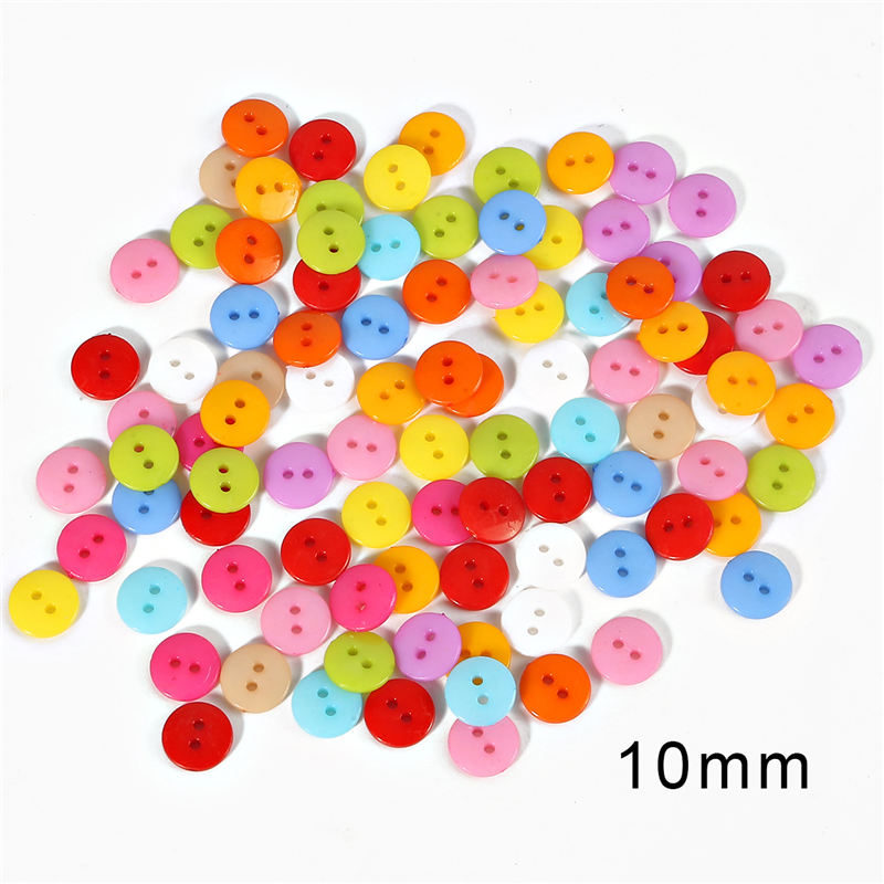 6/9/10/11/12/15/20MM Round Resin Button 2 Holes Sewing Button Scrapbooking Decoration Apparel Crafts DIY Clothes Accessories: 10x2mm 100pcs