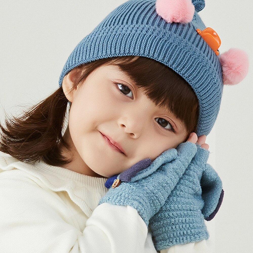 1 par de guantes de invierno, guantes de medio dedo, guantes para niños, protectores de dedos, guantes cálidos para niños al aire libre