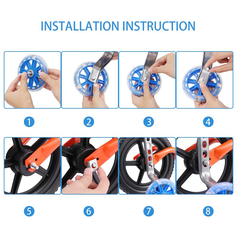 2PCS 4.5in Adjustable Auxiliary Kids Bike Training Wheels Children Bicycle Wheels for Kids