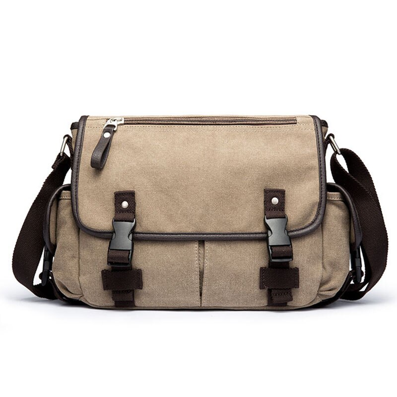 Jahrgang männer Aktentaschen Schulter Tasche Reise Umhängetaschen Kausal Leinwand Umhängetasche Patchwork Multi-funktion Laptop XA237ZC: khaki