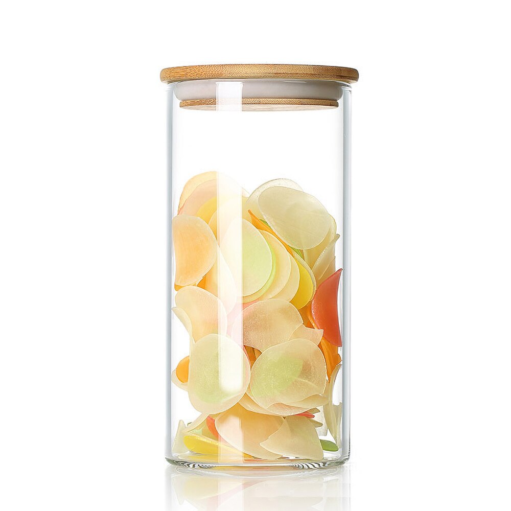 Glass Food Storage Jars, Kitchen Food Container Jar With Bamboo Lids