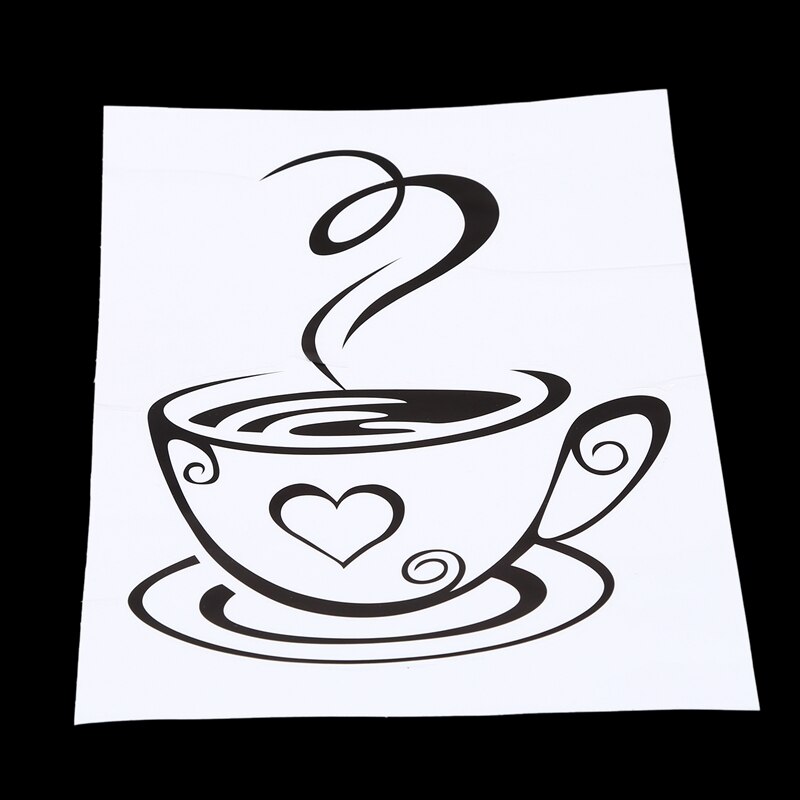 -Zwarte Koffie Cups Wall Art Stickers Pvc Koffie Sticker Decal Decoratie Voor Keuken Cafe Restaurant Diy