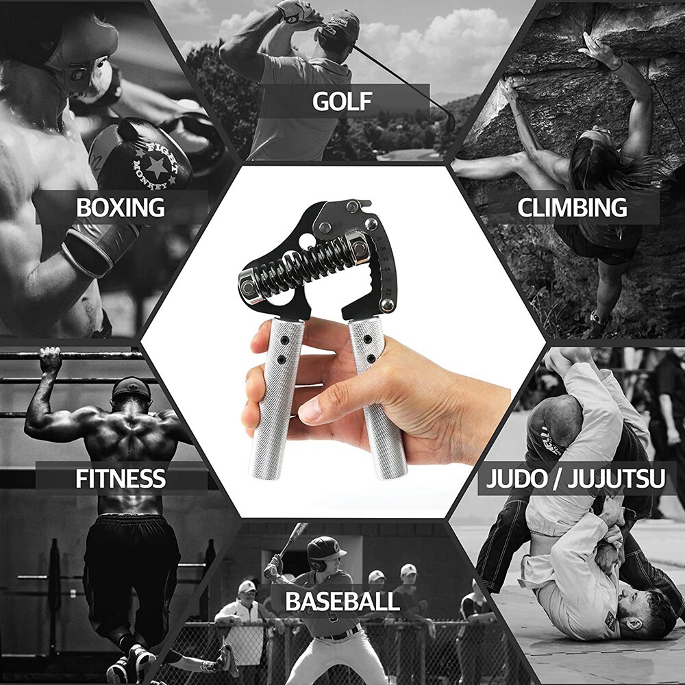 Aluminium Adjustabl 55~198lbs Iron Grip Metal Hand Grip Exerciser Strengthener (Hand Gripper) Wrist Forearm Strength Trainer