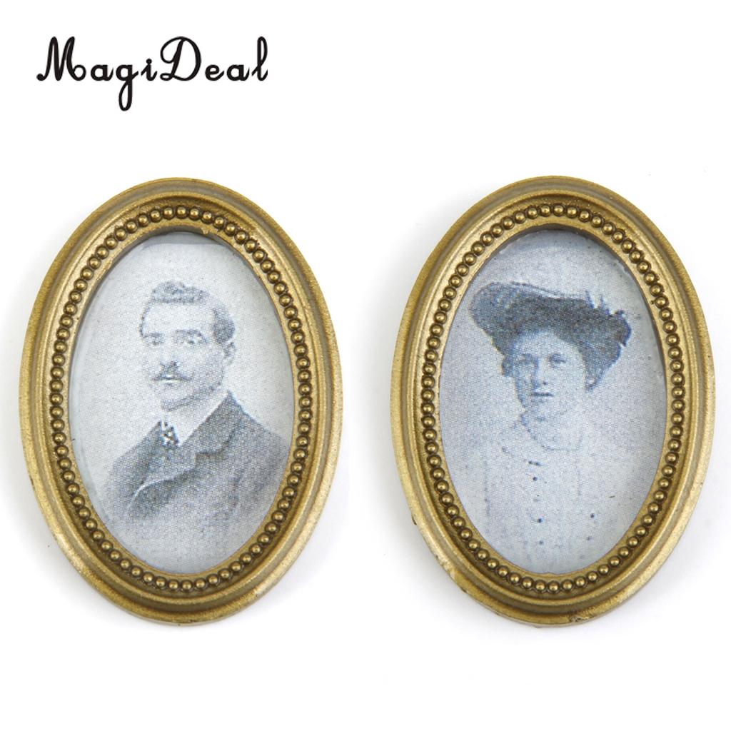 Verschillende 1:12 Schaal Poppenhuis Miniatuur Muurschildering Paar Foto 'S Met Frame Muur Schilderen Speelgoed Voor Woonkamer Meubels Decoarion
