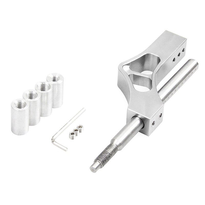 Aluminium verstelbare hoogte hendel auto versnellingspookknop verlenger pook verlengstuk enkele bocht auto pook verlengstuk: Zilver