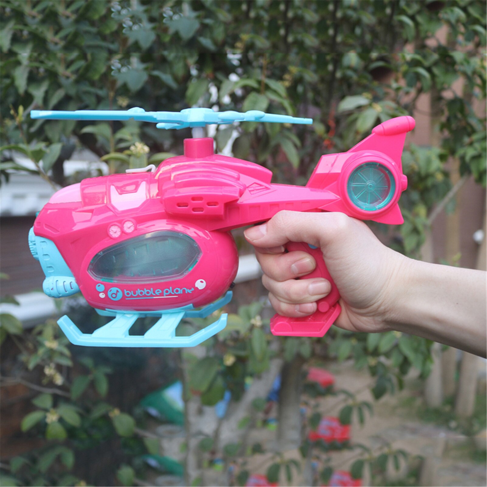 Automatische Vliegtuig Bubble Gun Muziek Verlichting Speelgoed Elektrische Bubble Machine Zeep Bubble Maker Zomer Kinderen Outdoor Speelgoed