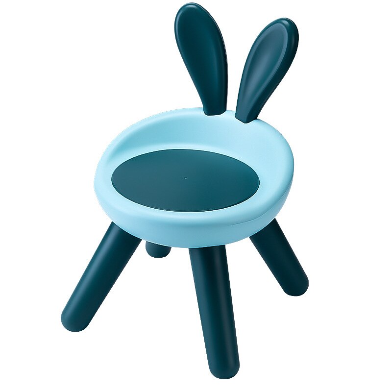 Kinderen Stoel Rugleuning Kruk Baby Kleine Bench Cartoon Konijn Herten Babyzitje Plastic Eetkamerstoel Voor Huishoudelijke Kleuterschool: Blue Rabbit Hard