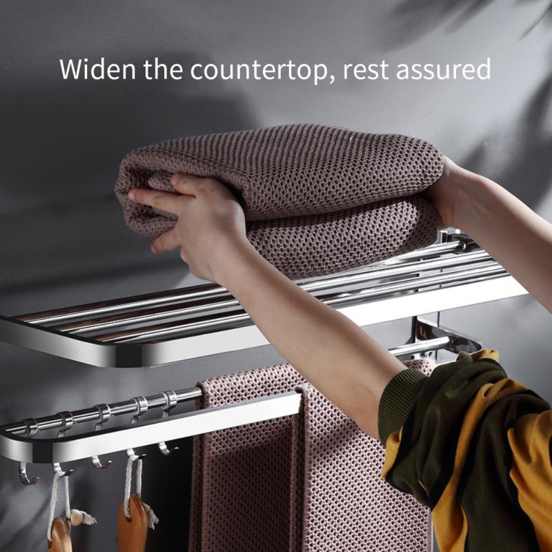 40/50/60Cm Handdoekenrek Muur Gemonteerde Badkamer Handdoek Organizer Storage Rack Hanger Plank Handdoeken Houder voor Badkamer Accessoires