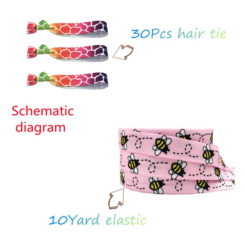 10Yards 16Mm Camper Farm Cactus Gedrukt Vouw Over Elastische Band Diy Haar Tie Band Kleding Accessoires Hoofddeksels Elastische band
