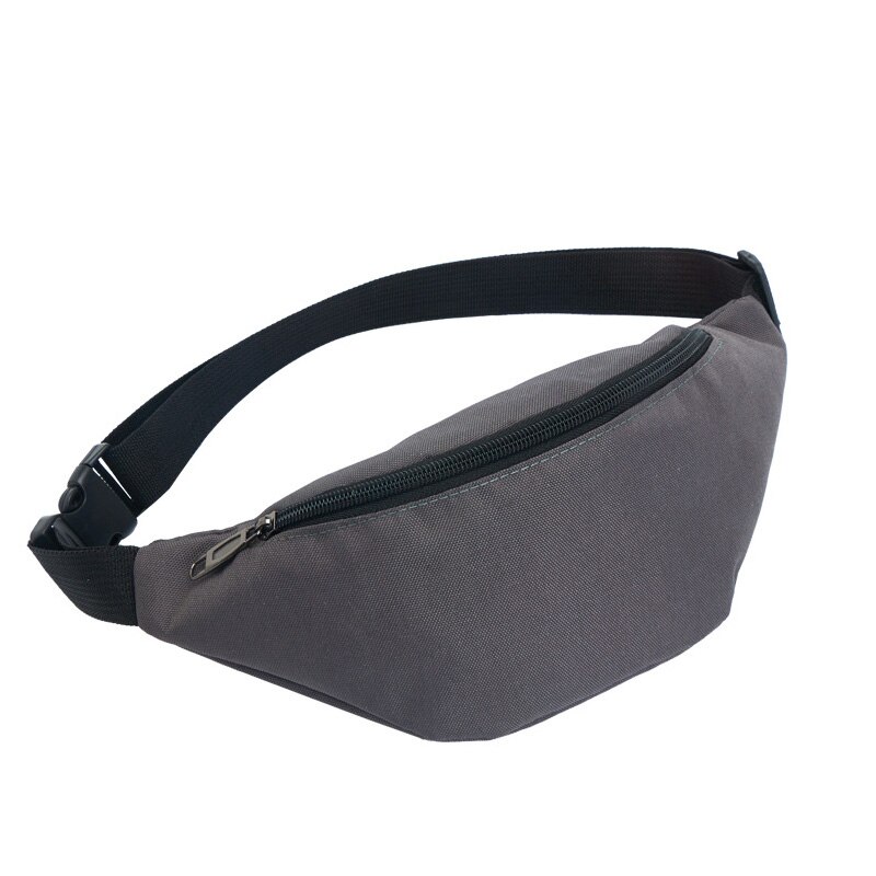 Oxford Waterproof Women Men Colorful Fanny Pack 2 Pocket Nylon Female Waist Bag Bum Bag Belt Bag Pouch Packs 110cm Belt: Gray