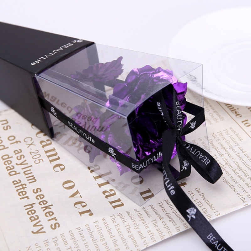 Echte Rose Vergoldet Mit 999er Gold – Personalisierbar Mit Wunschtext, 16 Cm, In Geschenkbox Mit Zertifikat
