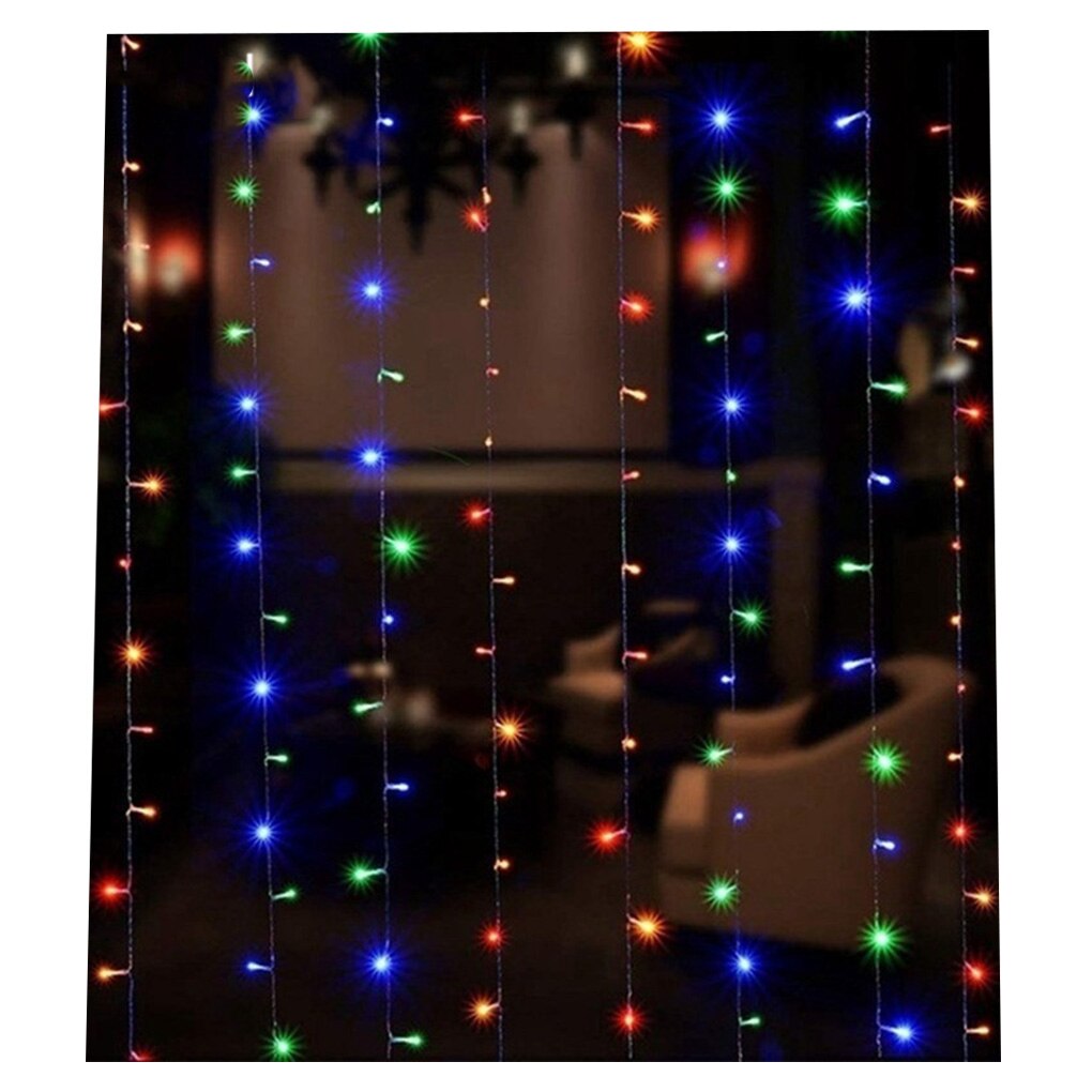 3 x 3m 300 ledet gardin fe strenger lys hengende bakgrunn vegglampe bryllup jul festdekorasjoner usb makt global bruk: Nr. .4