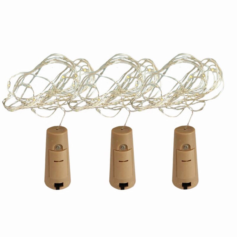 2M 20 LEDs en forma de corcho cadena LED Luz de alambre de cobre cadena vacaciones exterior luces de hadas para la decoración de la boda de la de navidad