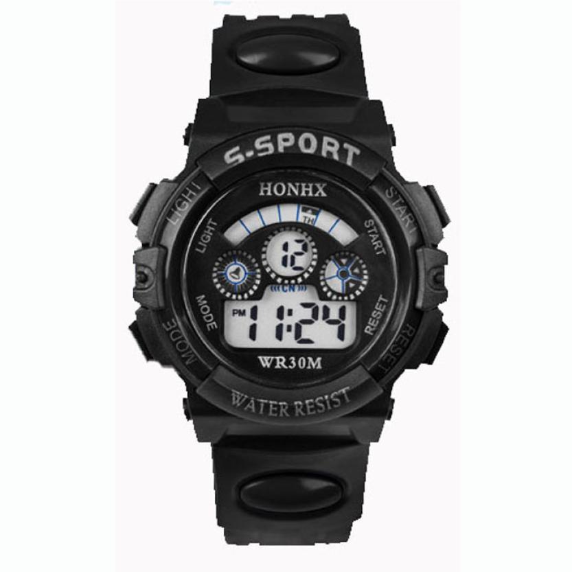 Waterdichte Kinderen Jongens Horloges Led Digitale Multifunctionele Waterdichte Horloges Outdoor Sport Horloges Voor Kinderen Jongen Meisjes: Black