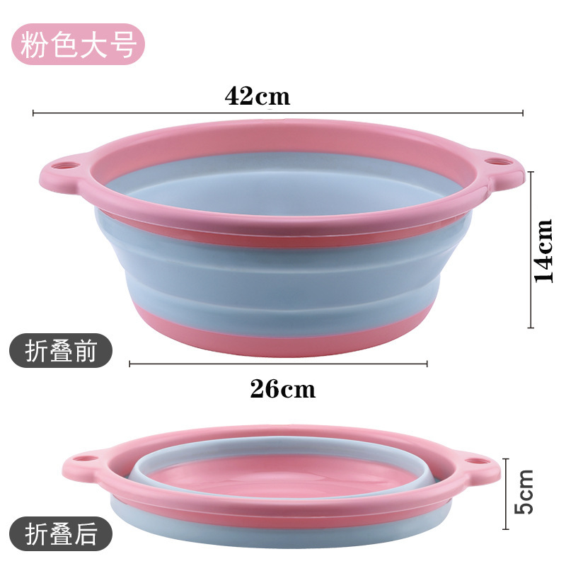 Foldable Washbasin Large Home Portable Private Area Small Basin Travel for Student Dormitory Plastic Laundry Basin: pink