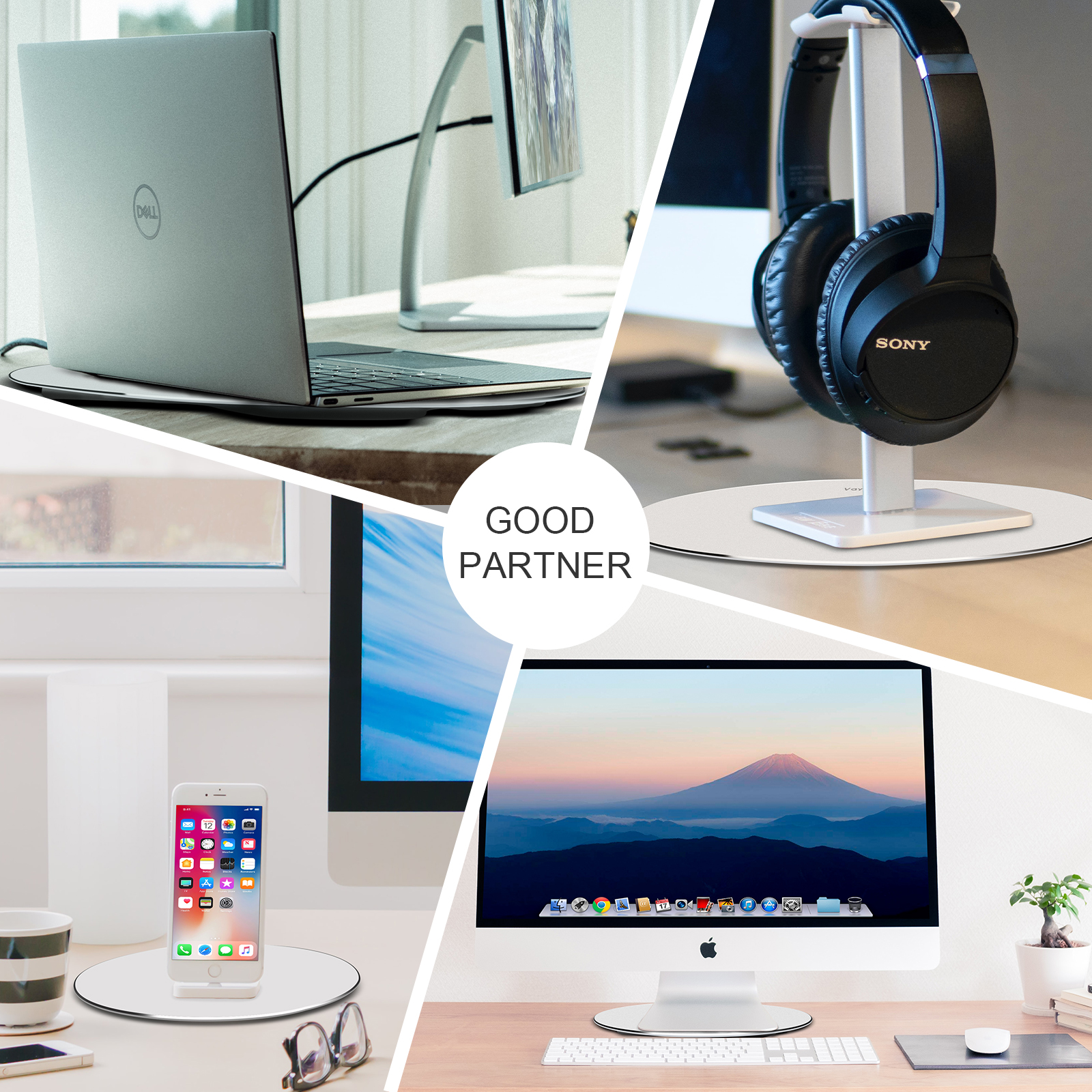 Monitor Stand 360 Rotation iMac Stand PC Swivel Base Aluminum Laptop Holder for iMac, Laptop, Computer Screen TV Projector