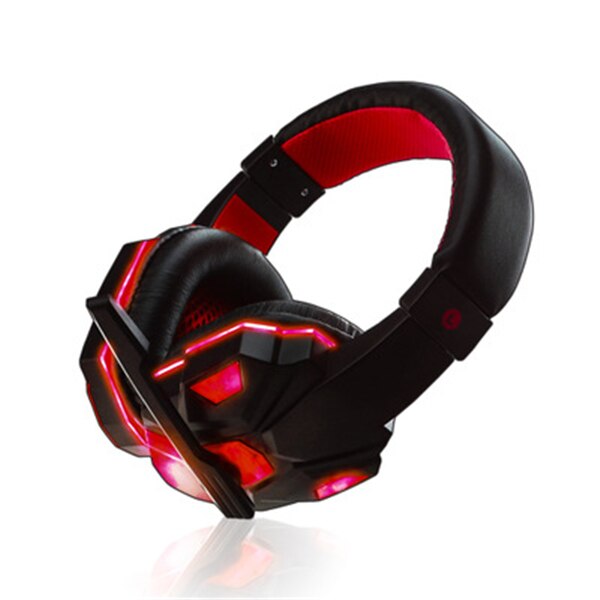 Surround Stereo Gaming Headset Headband Headphone Wired USB 3.5mm LED with Mic for PC PS4 Xbox One Laptops Tablet Smartphones: PC780-Lght-Red